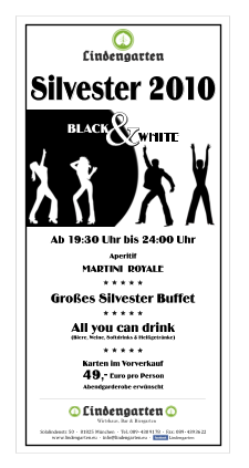Silvester Buffet im Restaurant Lindengarten Trudering - All you can drink